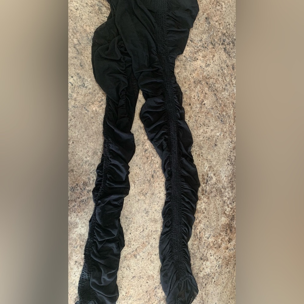 Torrid Black Sheer Ruched Mesh Leggings Plus Size 1X Open Leg Tights - Picture 6 of 16